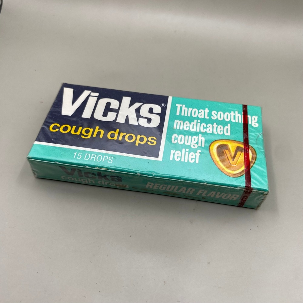 Vintage Vicks Medicated Cough Drops Regular Flavor 15 Count Factory Sealed Box